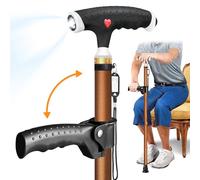 ispuoocti Adjustable Walking Sticks for Men and Women with 2nd Handle for Extra Support, Stylish Walking Stick with Light, Suitable for Seniors and People Suffering from Different Types of Arthritis