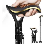 ispuoocti Folding Walking Stick Multifunctional Walking Stick with Light, Fashion Walking Sticks for Women&Men Adjustable Walking Sticks for Seniors USB Direct Charging Lightweight and Portable (Black