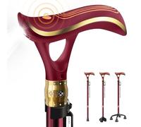 ispuoocti Multifunctional Walking Stick for Men & Women Telescopic and Adjustable Walking Sticks for Seniors USB Direct Charge with LED Light One Walking Stick for Three Purposes Light and Stable (Red