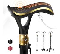 ispuoocti Multifunctional Walking Stick for Men & Women Telescopic and Adjustable Walking Sticks for Seniors USB Direct Charge with LED Light One Walking Stick for Three Purposes Light and Stable (Bl)