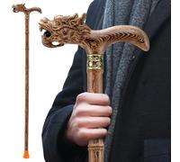 ispuoocti Wooden Hand Carved High-end Walking Sticks for Men and Women, Lightweight Design Support Up to 226kg Dragon Walking Sticks for Seniors, Suitable for Personal and Gift Use (Wengewood)
