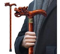 ispuoocti Wooden Hand Carved High-end Walking Sticks for Men and Women, Lightweight Design Support Up to 226kg Dragon Walking Sticks for Seniors, Suitable for Personal and Gift Use (Sandalwood)