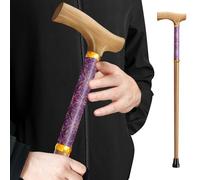 ispuoocti Wooden Walking Stick, Stylish Wooden Walking Stick for Men and Women with Printed Decoration, Safe and Comfortable Sticks for Seniors, Lightweight and Durable, Suitable as a Gift (Light