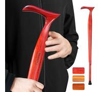 ispuoocti Wooden Walking Sticks for Men and Women - Natural Solid Wood, 3 Rubber Base, Robust, with Travel Bag - Ergonomic Walking Sticks for Seniors, Unisex Walking Stick (Sandalwood)