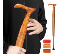 ispuoocti Wooden Walking Sticks for Men and Women - Natural Solid Wood, 3 Rubber Base, Robust, with Travel Bag - Ergonomic Walking Sticks for Seniors, Unisex Walking Stick (Zebrawood)
