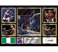 Israel Adesanya Signed Autograph Photograph Display - Perfect for MMA Fans, A2 Poster + Black Frame - Limited Edition Autograph Fan Gift - Collectible Memorabilia Merchandise