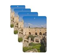 Israel at The Tower of David Car Air Freshener Cards Set of 4 Pieces Long Lasting Hanging Scented Cards for Bedroom Wardrobe Car Aromatherapy Tablets for Men Women Rearview Mirror Pendant