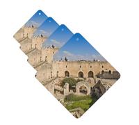 Israel At The Tower Of David Car Air Fresheners 4 Pcs Square Hanging Car Air Freshener Fragrance Scented Cards Auto Mirror Pendant Aromatherapy Tablets For Car Home Office Closet Bathroom