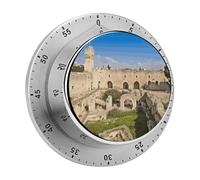 Israel at The Tower of David Kitchen Timers for Cooking Stainless Steel Egg Timer Magnetic Countdown Clock 60 Minute Mechanical Wind Up for Classroom Gym Study Teacher