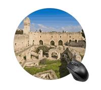 Israel at The Tower of David Mouse Pad Funny Round Mousepad Anti-Slip Rubber Mouse Mat Laptop Desk Accessories 7.8 X 7.8 Inch for Office and Home Use