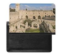 Israel at The Tower of David Passport Holder Soft PU Ultra-thin Passport Protective Case Compact Easy to Carry Passports Cover for Women And Men Family ID Trave