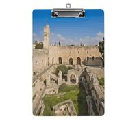 Israel at The Tower of David Plastic Clipboard with Low Profile Clip,A4 Size Clipboards Fashion Clip Boards Colored Clip Board for Office Classroom Teacher with Hanging Hook