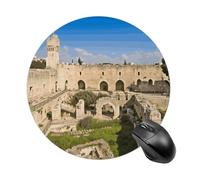 Israel at The Tower of David Round Mouse Pad 7.8 Inch, Portable Gaming Mouse Mat with Non-Slip Rubber Base & Smooth Surface, Waterproof Mousepad for PC, Laptop, Computer, Office, Home