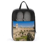 Israel at The Tower of David Shoe Bag for Men Women Mesh Shoe Bags for Travel Water Proof Ventilation Golf Shoes Bag Outdoor Shoes Carrier with Zippered And Handle Anti-dust Storage Bags
