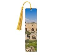 Israel at The Tower of David Wooden Bookmarks 5 Pcs,Handmade Double-Sided Printed Book Marks Page Markers with Gold Tassels Book Accessories Gift for Book Lovers Women Men