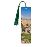 Israel at The Tower of David Wooden Bookmarks 5 Pcs,Handmade Double-Sided Printed Book Marks Page Markers with Dark Green Tassels Book Accessories Gift for Book Lovers Women Men