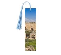 Israel at The Tower of David Wooden Bookmarks 5 Pcs,Handmade Double-Sided Printed Book Marks Page Markers with Sky Blue Tassels Book Accessories Gift for Book Lovers Women Men