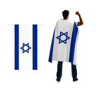 Israel Flag Cape 3x5 FT for Independence Day Holiday Costumes Celebrati,150D Premium Polyester,Israeli National Patriotic Flags Costume Cloak.