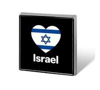 Israel Flag Heart Square Badge Pin Metal Memorial Brooch Button Lapel Pins for Backpack Wedding