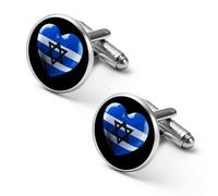 Israel Flag in Heart Shape Shirt Cufflinks Round Cuff Links for Business Wedding Party Father's Day Gift 2.0cm
