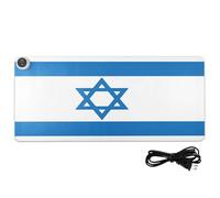 Israel Flag Israeli National Leather Computer Heated Mouse Pad 31.5 x 13 in Anti Slip Work Mat for Large Desk Essentials