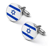 Israel Flag Israeli Star Mens Classic Cufflinks Custom Shirt Cuff Links Jewelry Accessories for Business Wedding 0.7" 0.8"
