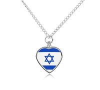 Israel Flag Israeli Star Personalized Pet Urn Necklace Keepsake Urn Pendant Cremation Jewelry Gifts for Dog Cat Lover