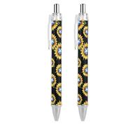 Israel Flag Israeli Star Sunflower Retractable Ballpoint Pens 0.5mm Fine Black Inks Roller Smooth Writing Office Supplies 2 PCS