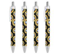 Israel Flag Israeli Star Sunflower Retractable Ballpoint Pens 0.5mm Fine Black Inks Roller Smooth Writing Office Supplies 4 PCS