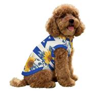 Israel Flag Israeli Star Sunflowers Dog Shirts Stylish Tank Top | Small Medium Puppy Cute Pet Vest Sleeveless T-Shirt