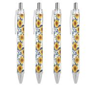 Israel Flag Israeli Star Sunflowers Retractable Ballpoint Pens 0.5mm Fine Black Inks Roller Smooth Writing Office Supplies 4 PCS
