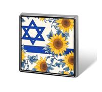 Israel Flag Israeli Star Sunflowers Unisex Novelty Brooches & Pins Square Metal Lapel Badge for Clothing Shawl Hat