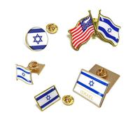 Israel Flag Lapel Pins, 5 in 1 Box Mini Small Metal National Israeli Crossed Pride Lapel Pin Badge Tie Tack Set for Backpack Clothes Hat - 5 in 1 Box
