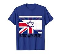 Israel Flag Union Jack I Stand with Israel T-Shirt, Men, Royal Blue, XX-Large
