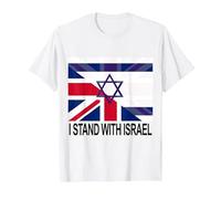 Israel Flag Union Jack I Stand with Israel T-Shirt, Men, White, Large