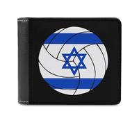 Israel Flag Volleyball Men's Bifold Wallet Slim Cash Card Holder Leather Purse