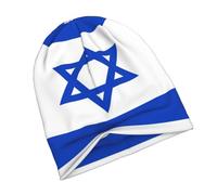 Israel Flag Warm Knit Beanie for Men and Women Flag Winter Warm Milk Silk Fabric Hat with Double-Layer Design Stretchy Knitted Beanie Hats Wooly hat Winter Hats for Men Black