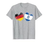 Israel Germany Heart German Flag Israeli Flag Love T-Shirt, Men, Heather Grey, 3X-Large