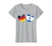 Israel Germany Heart German Flag Israeli Flag Love T-Shirt, Women, Heather Grey, 3X-Large