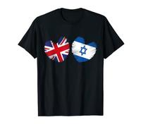 Israel Great Britain Heart UK Flag Israeli Flag Heart T-Shirt