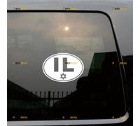 Israel IL Oval Country Code Sticker Decal Vinyl Star of David Jew Jewish - 2 Pack White 15.2cm - for Car Boat Laptop Cup No Background Die-Cut