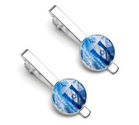 Israel Independence Day Casual Tie Clips for Men 1 Pair Classic Tie Bars Suit Jewelry Gift for Father Husband Boyfriend 5.5x2.2cm