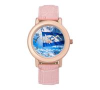 Israel Independence Day Elegant Watches for Women Pink Leather Strap Watch Wrists Ladies Gift