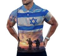 Israel Independence Day National Holiday Mens Polo Shirts Short Sleeve Golf Shirt Casual T-Shirt Top for Work Athletic S