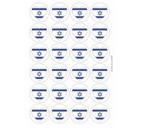 Israel Israeli Flag Heart Circular Matt Paper Stickers A4 Sheet of 24 (Each Sticker is 45mm Diameter)