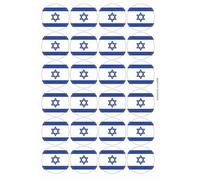 Israel Israeli National Flag Circular Matt Paper Stickers A4 Sheet of 24 (Each Sticker is 45mm Diameter)