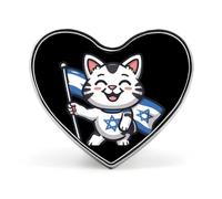 Israel-Jewish Flag Cat Novelty Metal Badges Love Shape Heart Form Brooch Pin Clothes Hat Bag Accessories