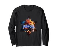 Israel Lion Inside The Star of David Silhouette Long Sleeve T-Shirt