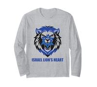 Israel Lion's Heart Flag Star of David Jewish Patriotism Long Sleeve T-Shirt