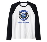 Israel Lion's Heart Flag Star of David Jewish Patriotism Raglan Baseball Tee